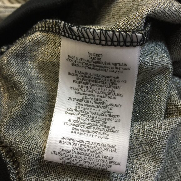 BCBGENERATION Sweater Sz M Woman Gold Silver Metallic Striped Long Ruched Sleeve - Picture 6 of 13